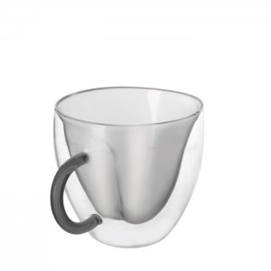 Dvoustěnný hrnek DOUBLE srdce 0,33 l šedý, sada 2ks