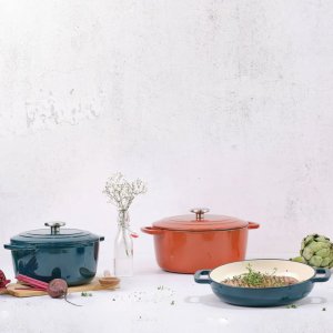 Litinový hrnec s poklicí FONTESTIC traditional red, 28 x 13 cm