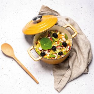 Litinový hrnec s poklicí FONTESTIC amber gold, 20 cm x 10,5 cm, 2,7 l