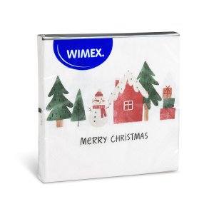 ubrousky 3-vrstvé, 33 x 33 cm 20ks vánoční motiv se sněhulákem