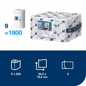 Tork Papírová role se středovým odvíjením, 450 útržků, 2vrstvá, 148 m, bílá
