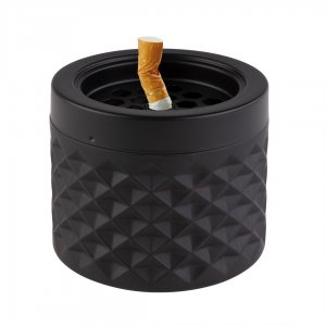 APS Popelník NEBULA, 9,5 cm, v 8 cm, sklo / černý kov