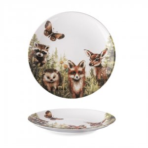 G. Benedikt Mělký talíř ISABELLE, 24 cm, dekor Forest friends