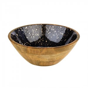 APS Dřevěná mísa MANGO, průměr 30 cm, zlatočerná