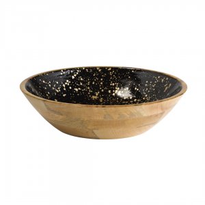 APS Dřevěná mísa MANGO, průměr 37 cm, zlatočerná