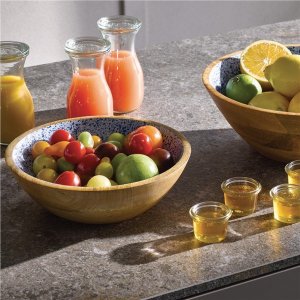 APS Dřevěná mísa MANGO, průměr 24 cm, modrobílá