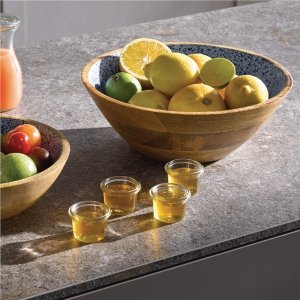 APS Dřevěná mísa MANGO, průměr 30 cm, modrobílá