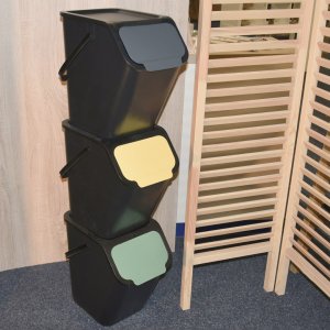 Koš na třídění odpadu 25l,  37.5x25x38, plast černý/modrý