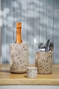 APS zásobník na příbory, TERRAZZO, beton, terrazzo pr. 11 cm, v. 13,5 cm