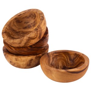 APS miska OLIVE, sada 4 ks, pr. 6 cm, v. 2 cm, dřevo