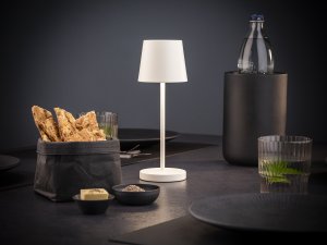 APS lampa stolní MERLE MINI, kov, bílá, pr. 9 cm, v. 25 cm
