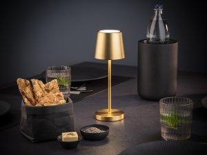 APS lampa stolní MERLE MINI, kov, zlatá, pr. 9 cm, v. 25 cm