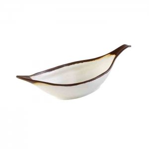 miska Crocker 42x14x9,5 cm bílá, hnědý okraj, melamin APS
