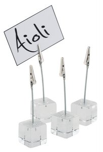 APS stojánek, sada 4 ks, akryl  3 x 3 cm, v. 12 cm, vč.  20ks kartiček