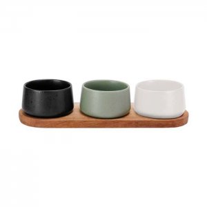 BITES APERO set 4 ks - podnos 32x10,5 cm + 3x miska 9,5 cm, výška 5.5 cm