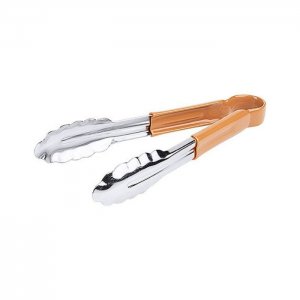 Servírovací kleště, 24 cm, nerezové, s potaženou rukojetí hnědé barvy. Contacto