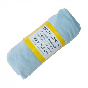 Prostěradlo JERSEY COMFORT, 180 x 200 x 22 cm, modré, s gumou, 180g/m2, 100% bavlna