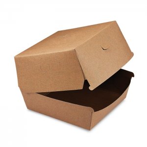 Box na hamburger, hnědý nepromastitelný, 13,5 x 13,5 x 10cm / 50 ks