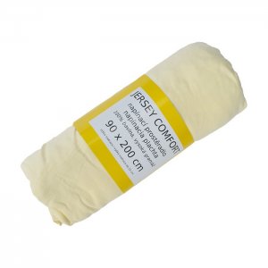 Prostěradlo JERSEY COMFORT, 90 x 200 x 22 cm, žluté, s gumou, 180g/m2, 100% bavlna