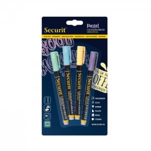 Securit Popisovač na tabule slabý 1-2mm, sada 4ks (past. zelená, past.modrá, past.žlutá, past. fialová )