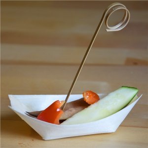 Fingerfood miska dřevěná, lodička 13x8cm 100ks