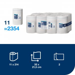 Tork Papírová utěrka Wiper Plus 2-vr. 14 cm/75 m M1, bílá, 214 útržků