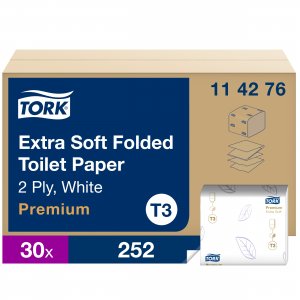 Tork Toaletní papír FOLDET Premium T3, skládaný, 2-vrstvý, bílý.