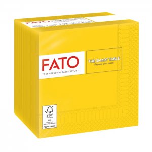 Fato Papírové koktejlové ubrousky 24 x 24 cm, 2-vr., žluté, 100 ks