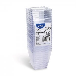 Hranatý kelímek Finger, food čirý 230ml/20ks