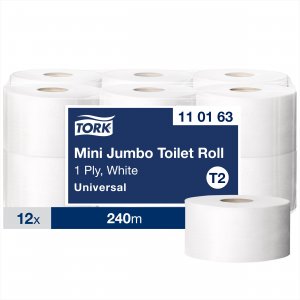 Tork Toaletní papír JUMBO, T2, 1vrstvý, 188 mm, šíře 9,7 cm, délka 240 m, bílý
