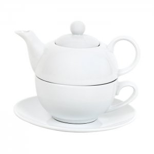 SVING Porcelánová konvička na čaj 390 ml se šálkem 270 ml a podšálkem