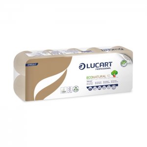 Lucart Professional Toaletní papír EcoNatural, 2vrstvý 180 úržků /10 ks, š. 9,5cm, návin 19,8 m, hnědý