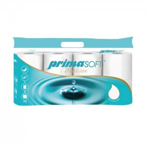 Toaletní papír PRIMA SOFT EXCLUSIVE, 3vrstvý 150 útržků, šíře 9 cm, návin 17,55 m, 8 ks