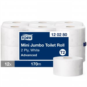 Tork Toaletní papír JUMBO 2vrstvý, návin 170, bílý.