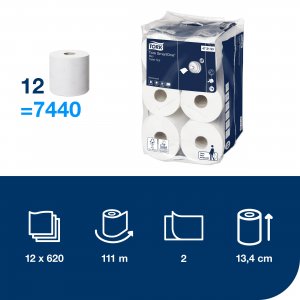 Tork Toaletní papír SmartOne MINI 2vrstvý, návin 111 m, bílý.